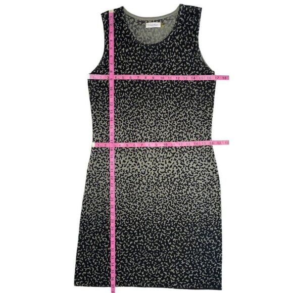 Calvin Klein Sheath Dress Women's MEDIUM Black Gray Animal-Print Sleeveless Soft - Picture 4 of 9